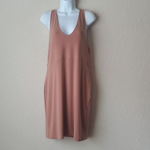 Open Edit Dresses & Skirts - Open Edit Women's Scoop Neck Sleeveless Bodycon Dress Size Large Mocha Tan**